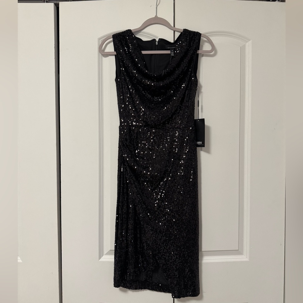 White House Black Market Black Sequin Midi Dress